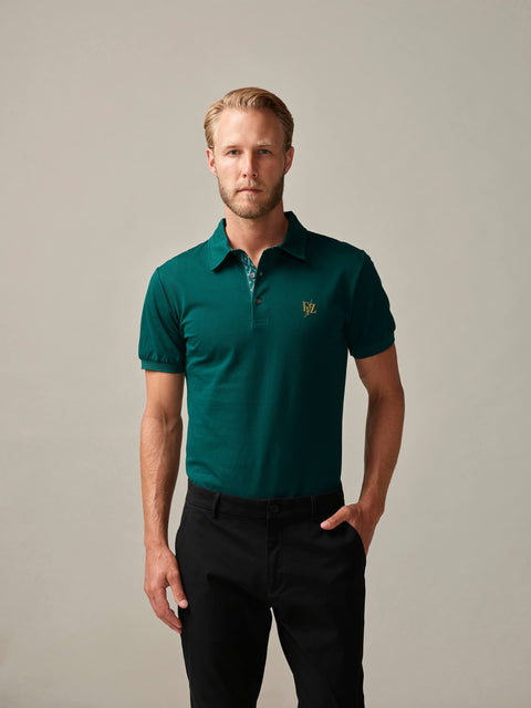 FAYAZI Shirt Forest Supima Green Cotton Polo Piqué -